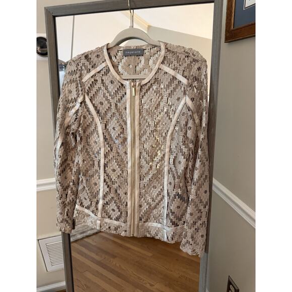 Bagatelle Collection Nude Lace Zip Jacket Women’s Small Elegant Sheer Chic - Picture 1 of 4